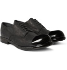 Officine Creative - Bubble Dipped Cap-Toe Washed-Nubuck Derby Shoes - Men - Black