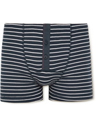 Hemen Biarritz - Albar Ribbed Striped Stretch Organic Cotton Boxer Briefs - Blue