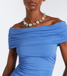 Carolina Herrera Ruched off-shoulder jersey midi dress