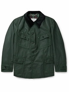 Maison Margiela - Corduroy-Trimmed Distressed Waxed-Cotton Jacket - Green