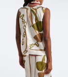 Dorothee Schumacher Cosmic Funghi printed tie-neck silk twill top