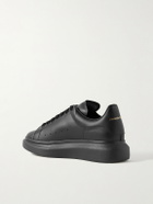 McQueen - Exaggerated-Sole Rubber-Trimmed Leather Sneakers - Black