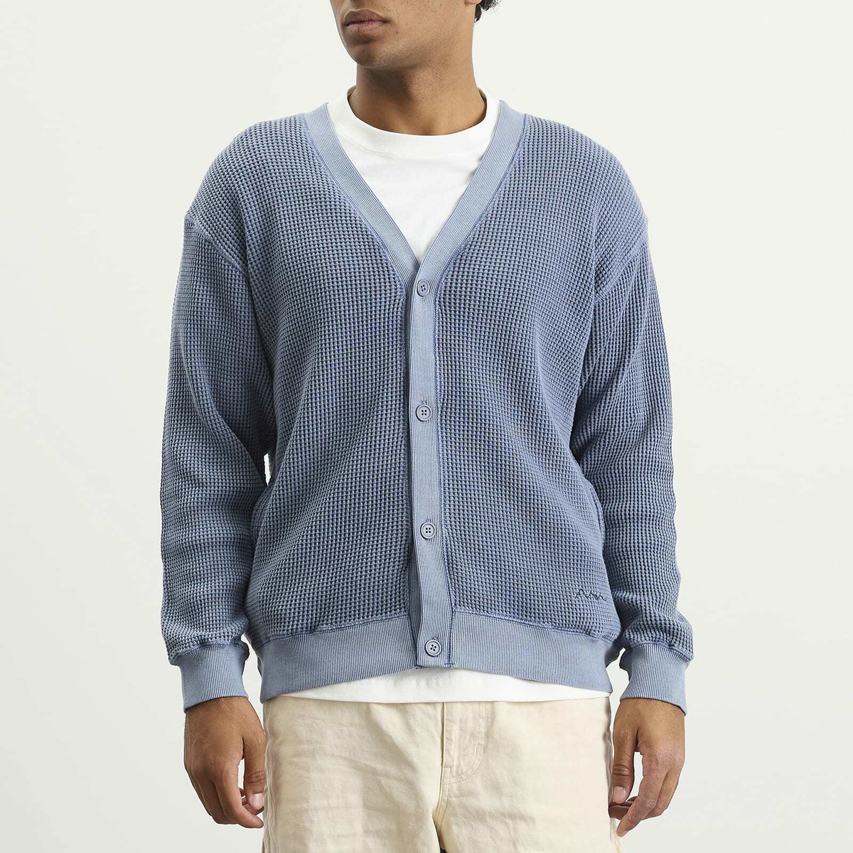 Manastash Men's Heavy Snug Thermal Cardigan in Blue Grey