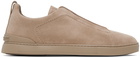 ZEGNA Beige Triple Stitch Sneakers