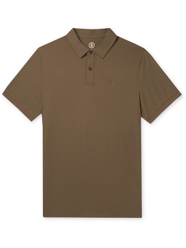 Photo: Bogner - Timo Logo-Print Cotton-Blend Piqué Golf Polo Shirt - Brown