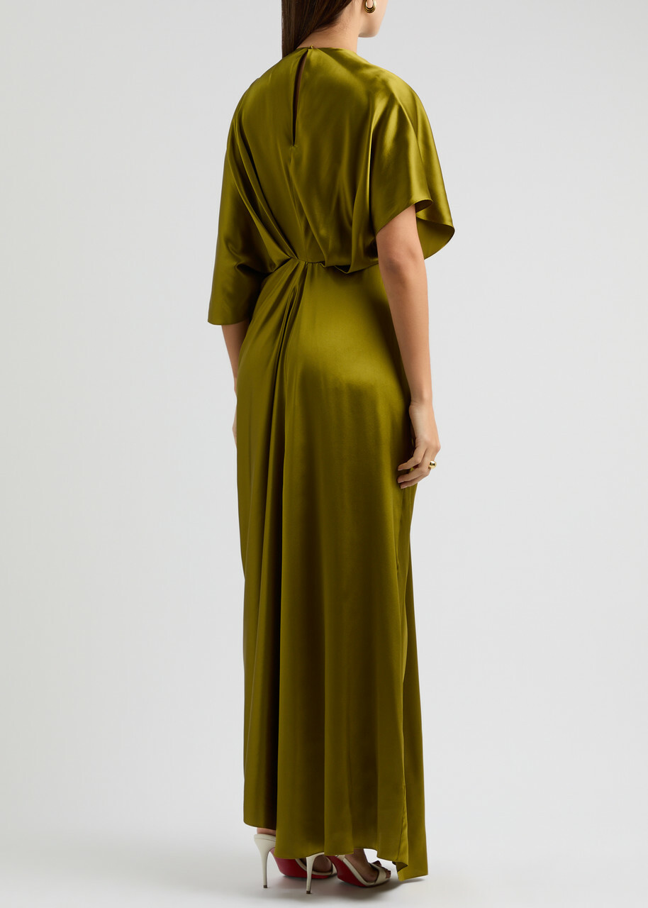 Roksanda Hierys Draped Silk Gown Green Olive Roksanda