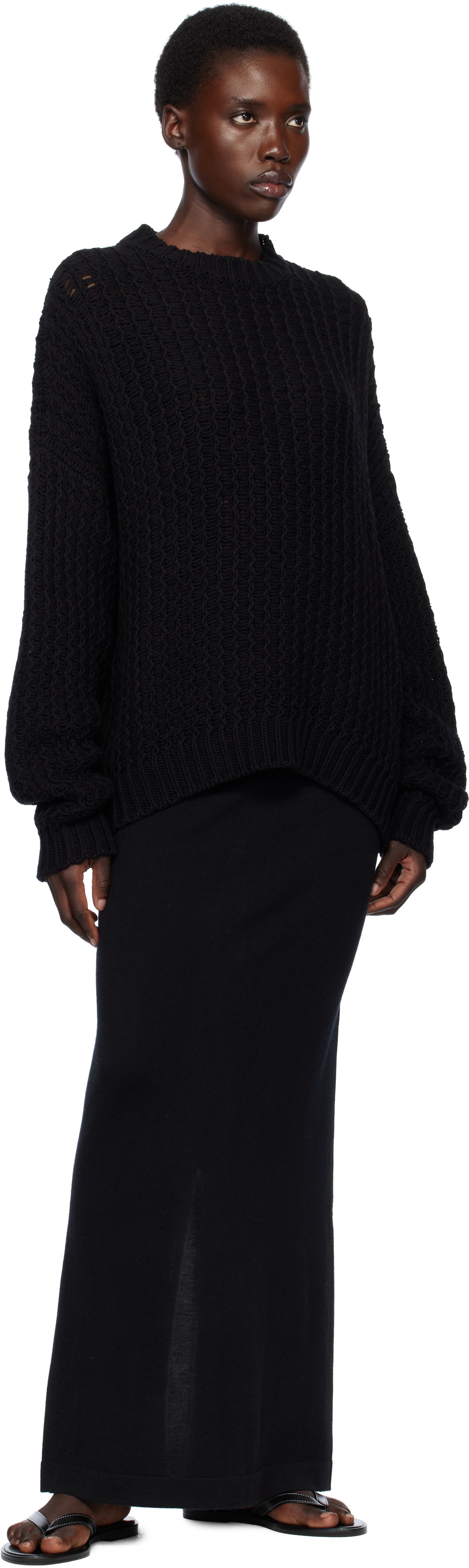 Lauren Manoogian Black Rack Crewneck Sweater