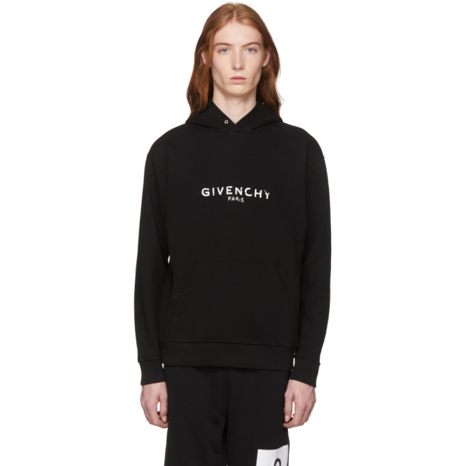 Givenchy Black Distressed Logo Hoodie Givenchy