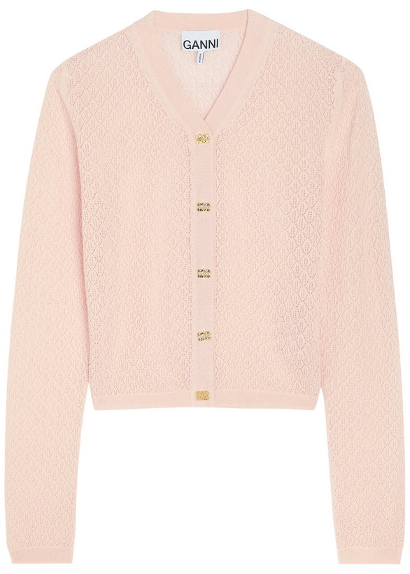 Photo: Ganni Pointelle Knit Cardigan Light Pink