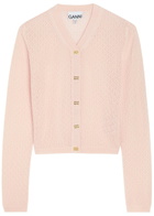 Ganni Pointelle Knit Cardigan Light Pink