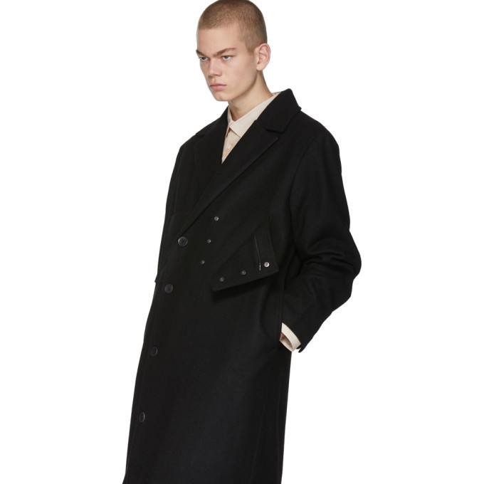 LHomme Rouge Black Recycled Wool Coat