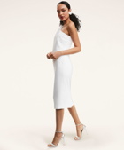 Brooks Brothers Women's Crepe One Shoulder Sheath Dress | White