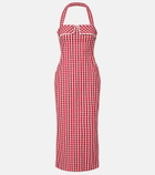 Posse Ebony gingham lace-trimmed cotton-blend midi dress