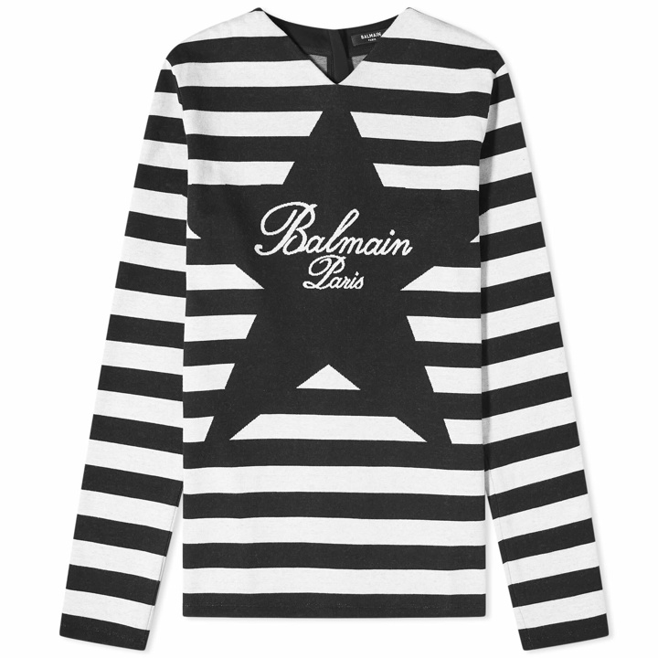 Photo: Balmain Women's Long Sleeve Signature Mariniere Jersey Top in Multi