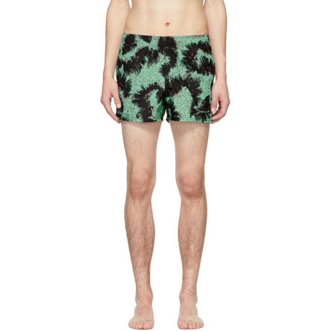 Photo: Givenchy Black and Green Printed Swim Shorts