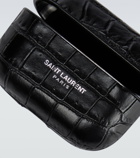 Saint Laurent - Croc-effect leather AirPods case