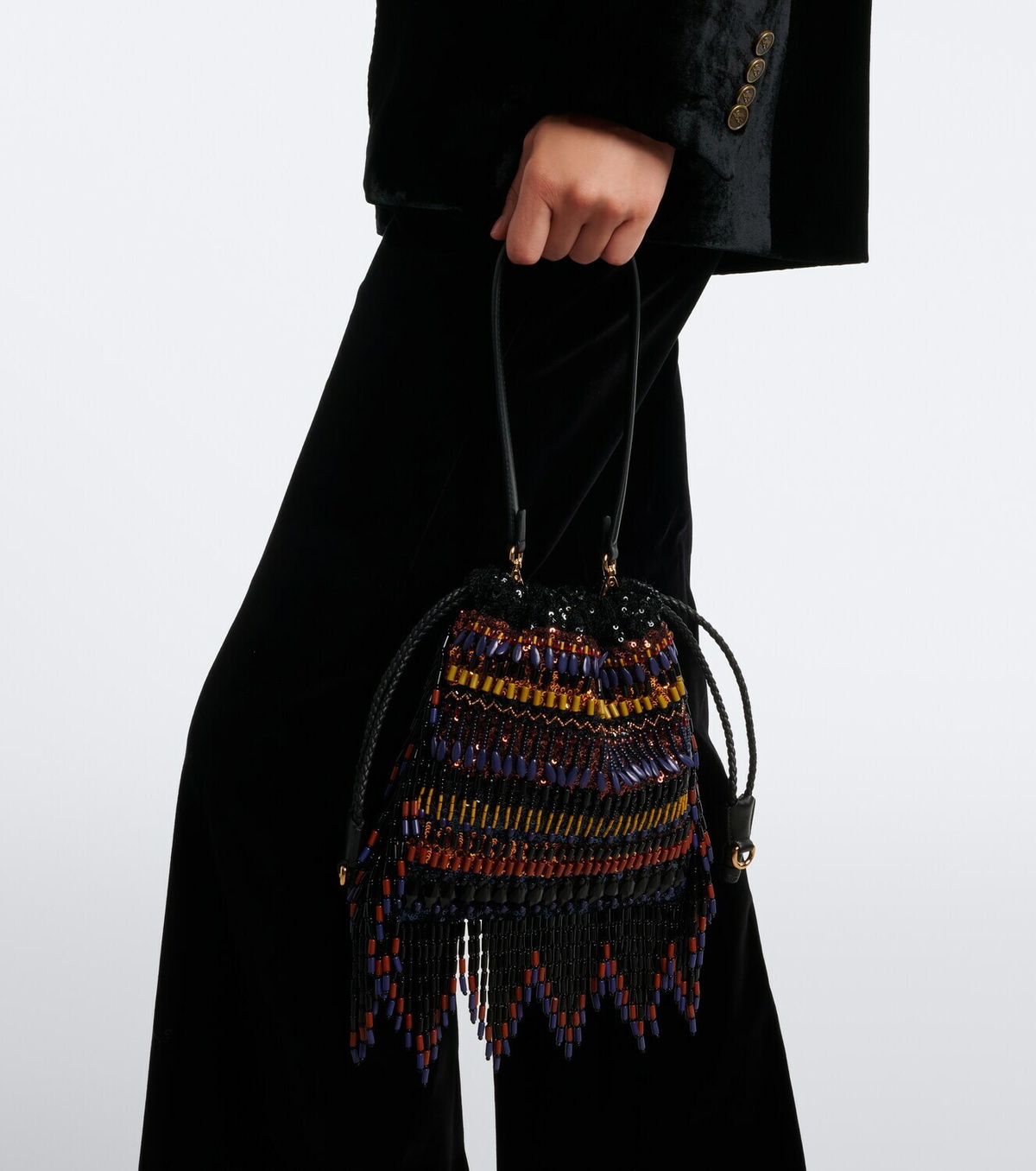 Etro Kalispera Small beaded fringed shoulder bag
