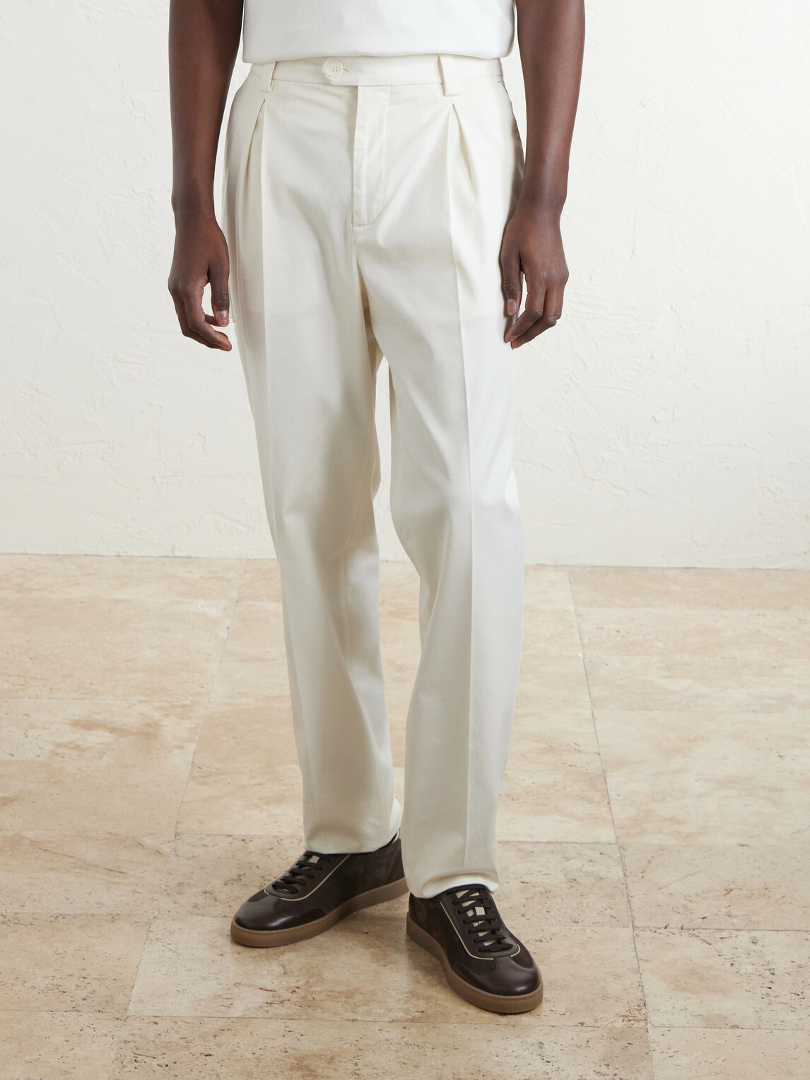 Brunello Cucinelli - Straight-Leg Cotton-Blend Golf Trousers - White