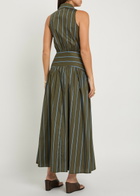 Staud Romy Striped Stretch-cotton Poplin Dress Grey