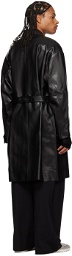 LOW CLASSIC Black Belted Faux-Leather Coat
