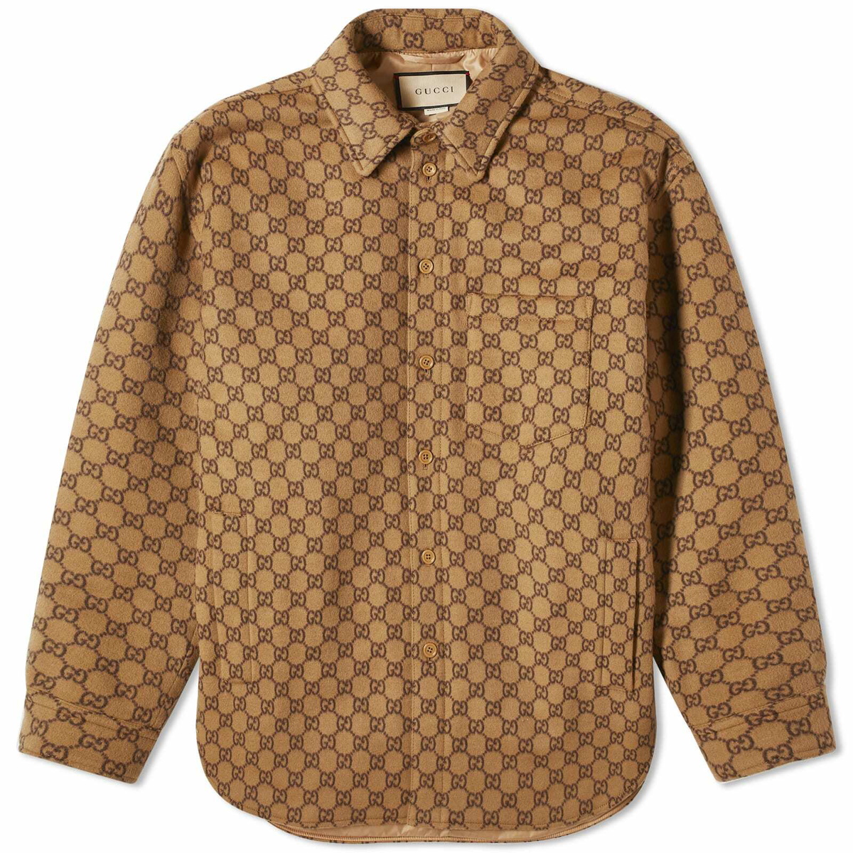Gucci Men's GG Monogram Overshirt in Camel Gucci