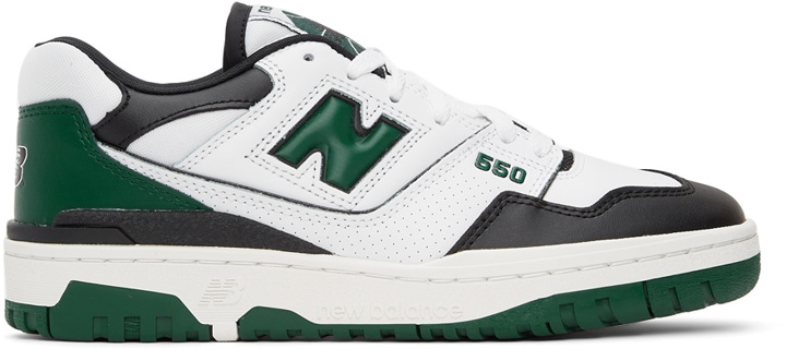 Photo: New Balance White & Green BB550 Sneakers