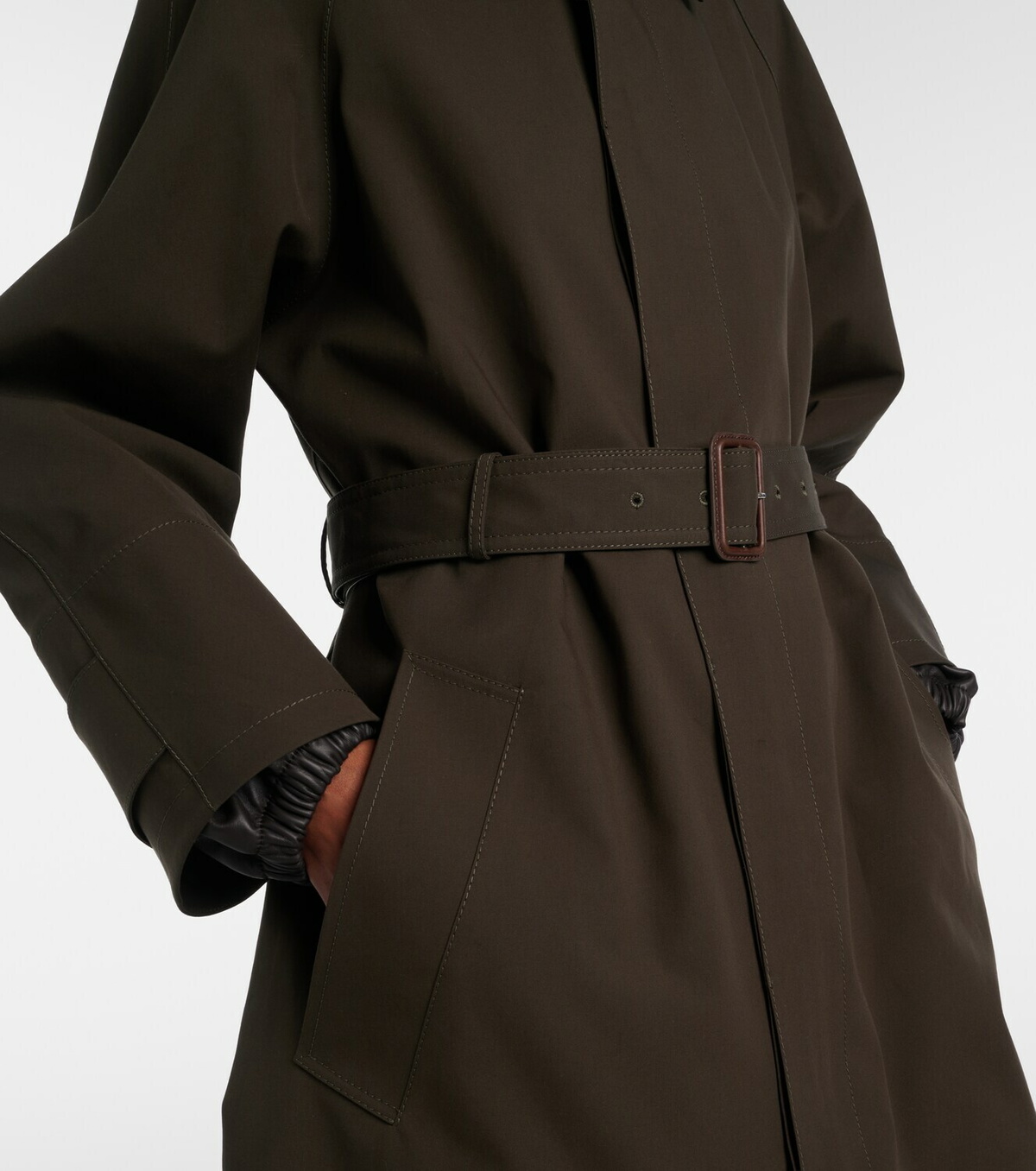 Bottega Veneta Leather-trimmed trench coat