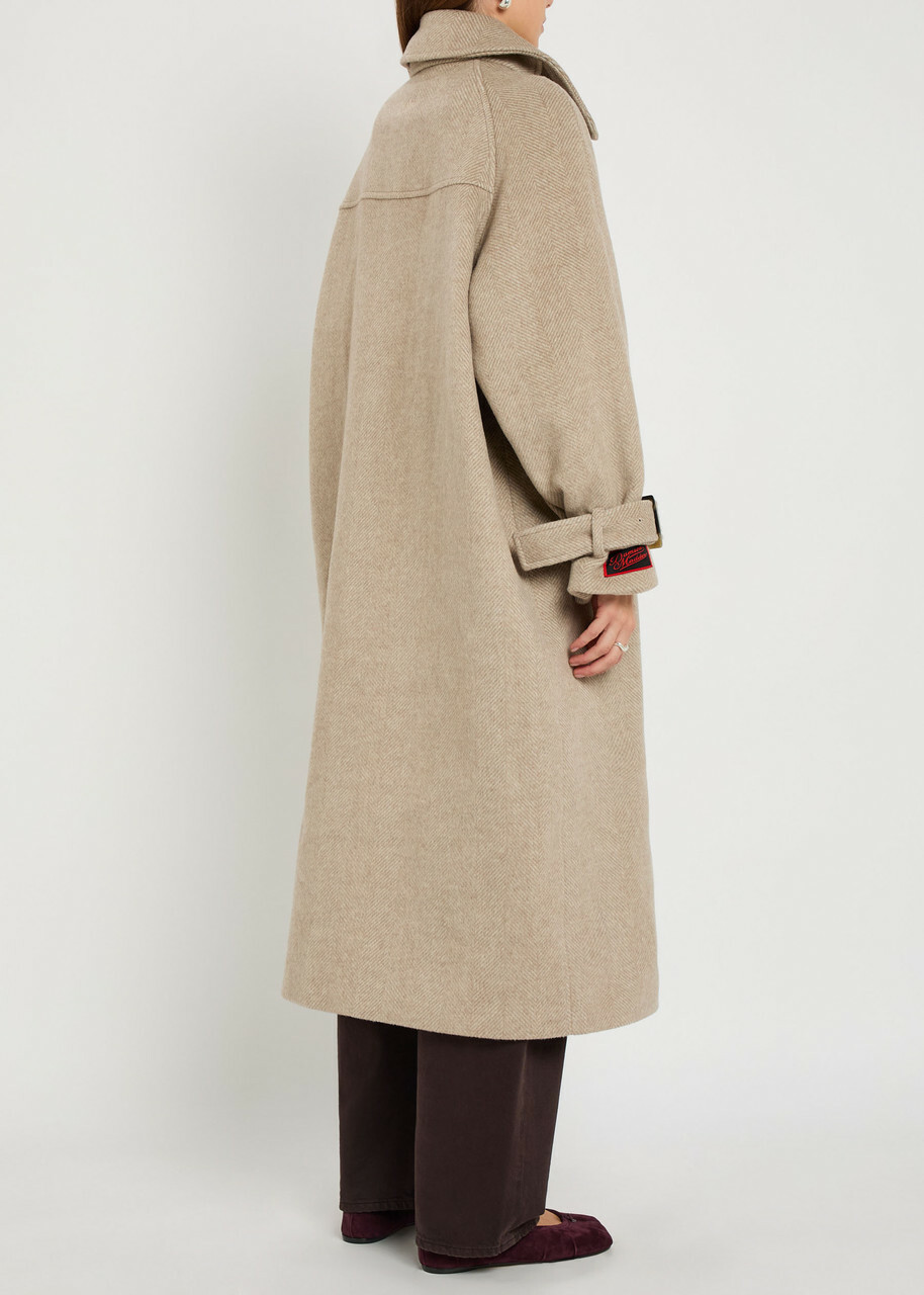 Damson Madder Jude Herringbone Wool-blend Coat Grey