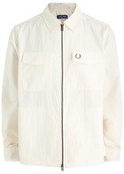 Fred Perry Logo-embroidered Crinkled Shell Overshirt Cream