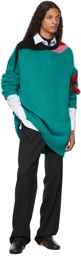 Raf Simons Green Oversized Contrasting Strokes Sweater