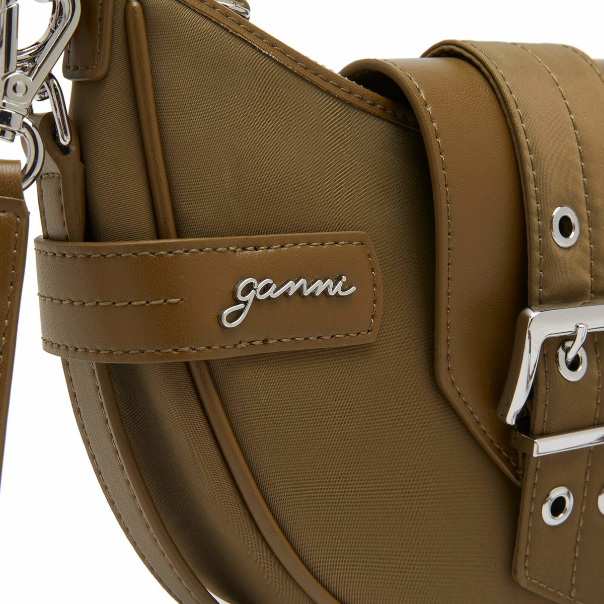 関税送料込♪GANNI/Olive Green Small Bucky Crossbody Bag GANNI Women's Bucky Crossbody Bag in Military Olive GANNI