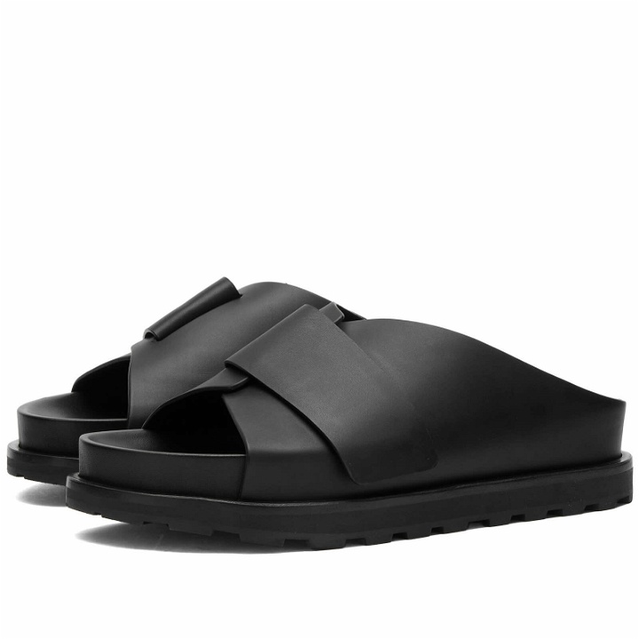 Photo: Jil Sander+ Men's Jil Sander Plus Leather Velcro Sandal in Black