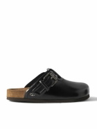 Valentino Garavani - Buckled Glossed-Leather Clogs - Black