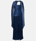 Marmar Halim Pleated caped corset gown