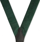 Favourbrook - Leather-Trimmed Silk-Dupioni Braces - Green