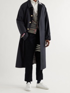 THOM BROWNE - Belted Striped Ripstop Parka - Blue - 1