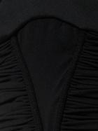 MUGLER - Ruched Sheer Jersey Crossed Mini Dress
