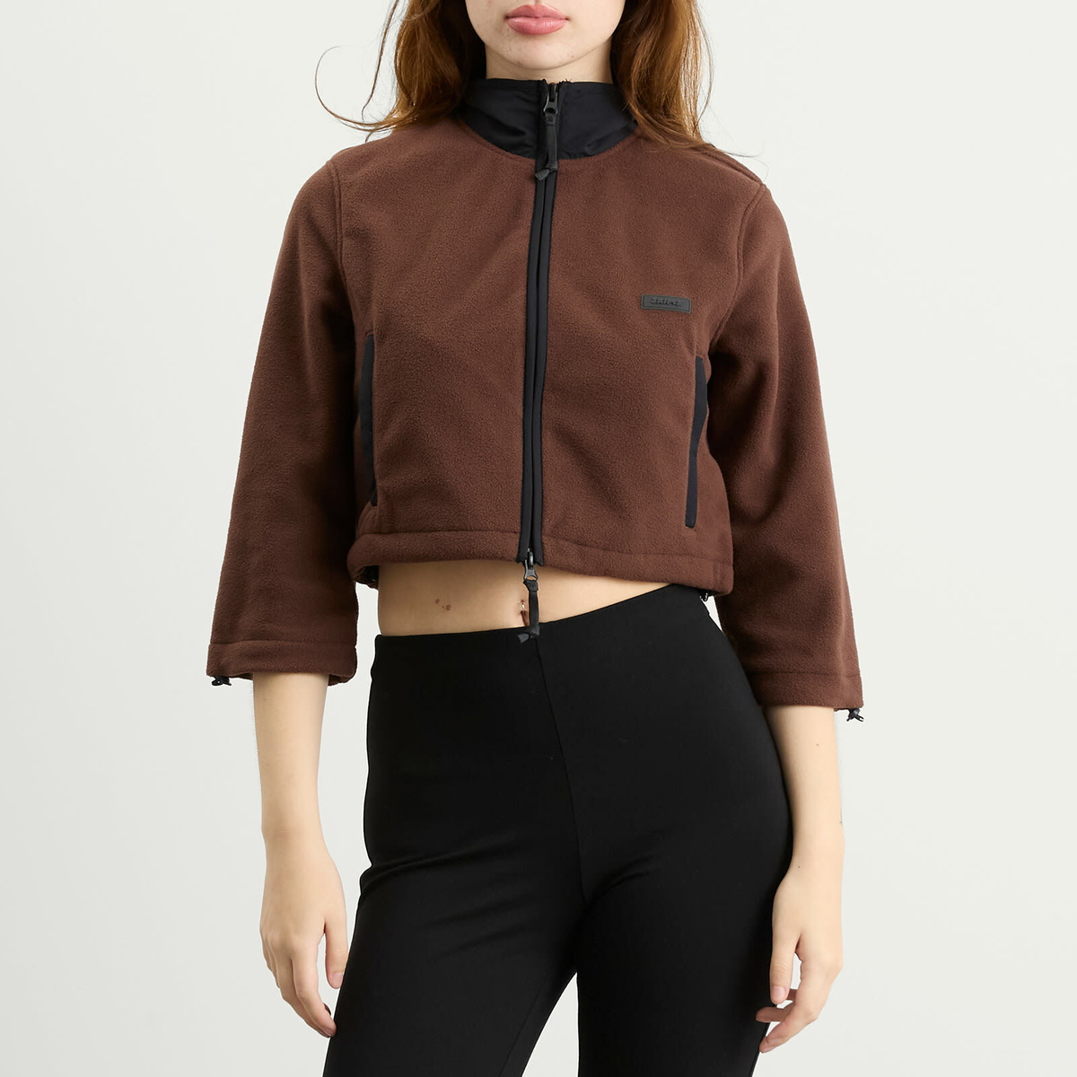 SKIMS Women's Fleece Lounge Shrunken Zip Up Jacket in Cocoa