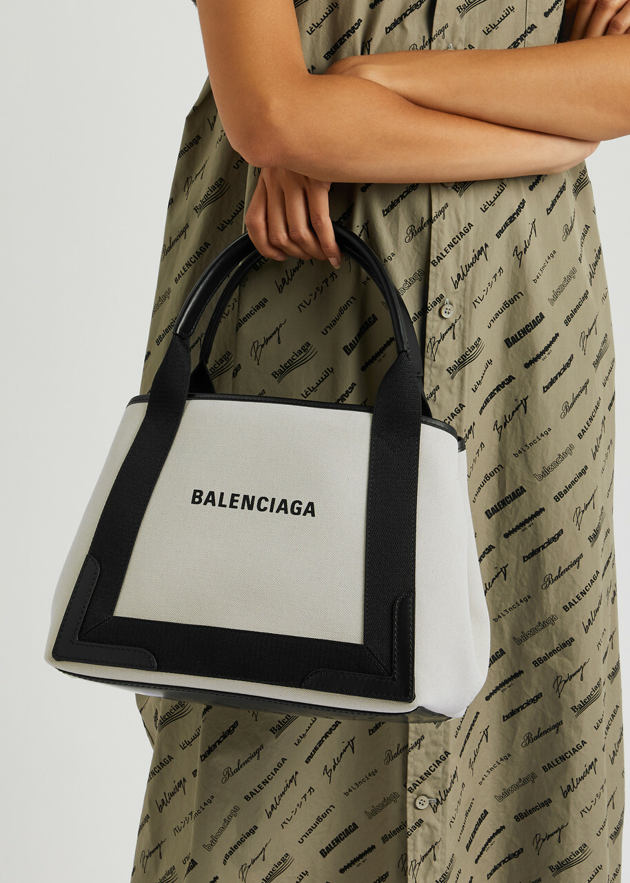 Balenciaga Cabas Small Canvas Tote Canvas Bag Natural One Size Balenciaga