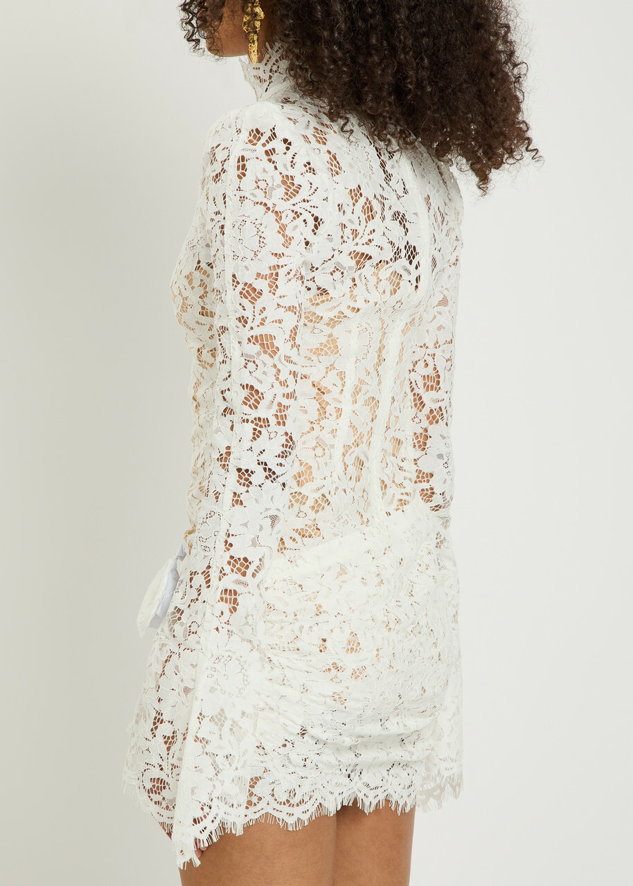 DE LA Vali Bodita Appliquéd Guipure Lace Mini Dress White