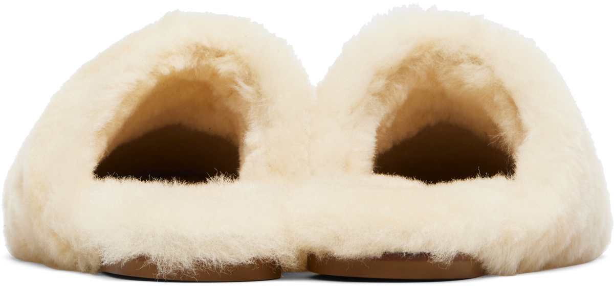 Aeyde Off-White Rega Shearling Slippers