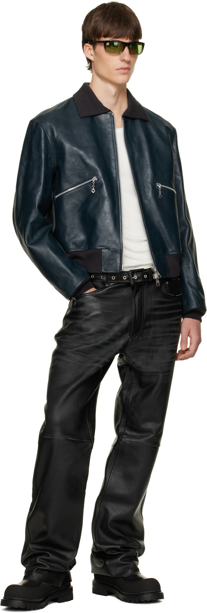 OUR LEGACY Black Carlson Cut Leather Pants