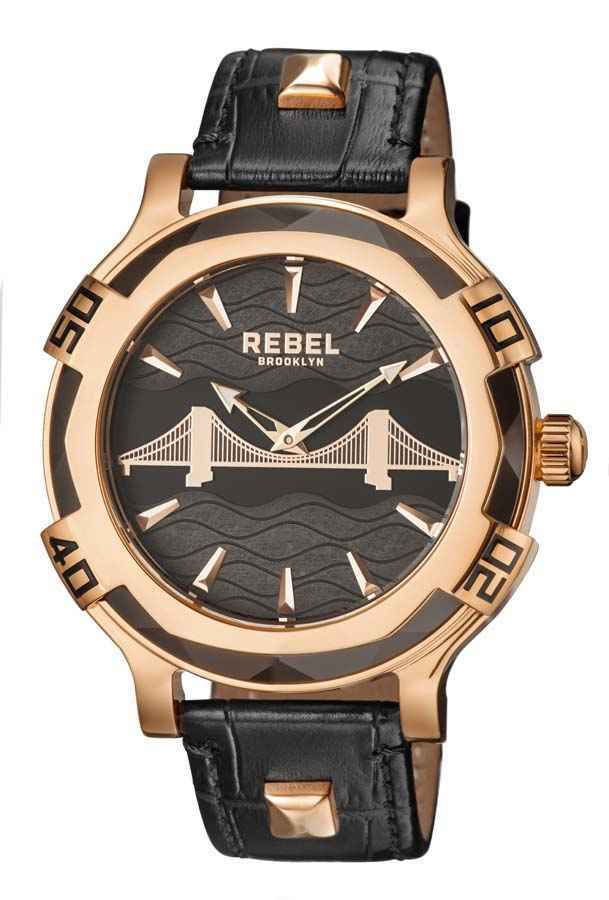 Rebel Brooklyn Bridge Black Dial Mens Watch RB102-8071