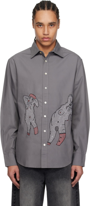 Photo: Glass Cypress Gray Double Lady Tailored Shirt