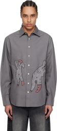 Glass Cypress Gray Double Lady Tailored Shirt
