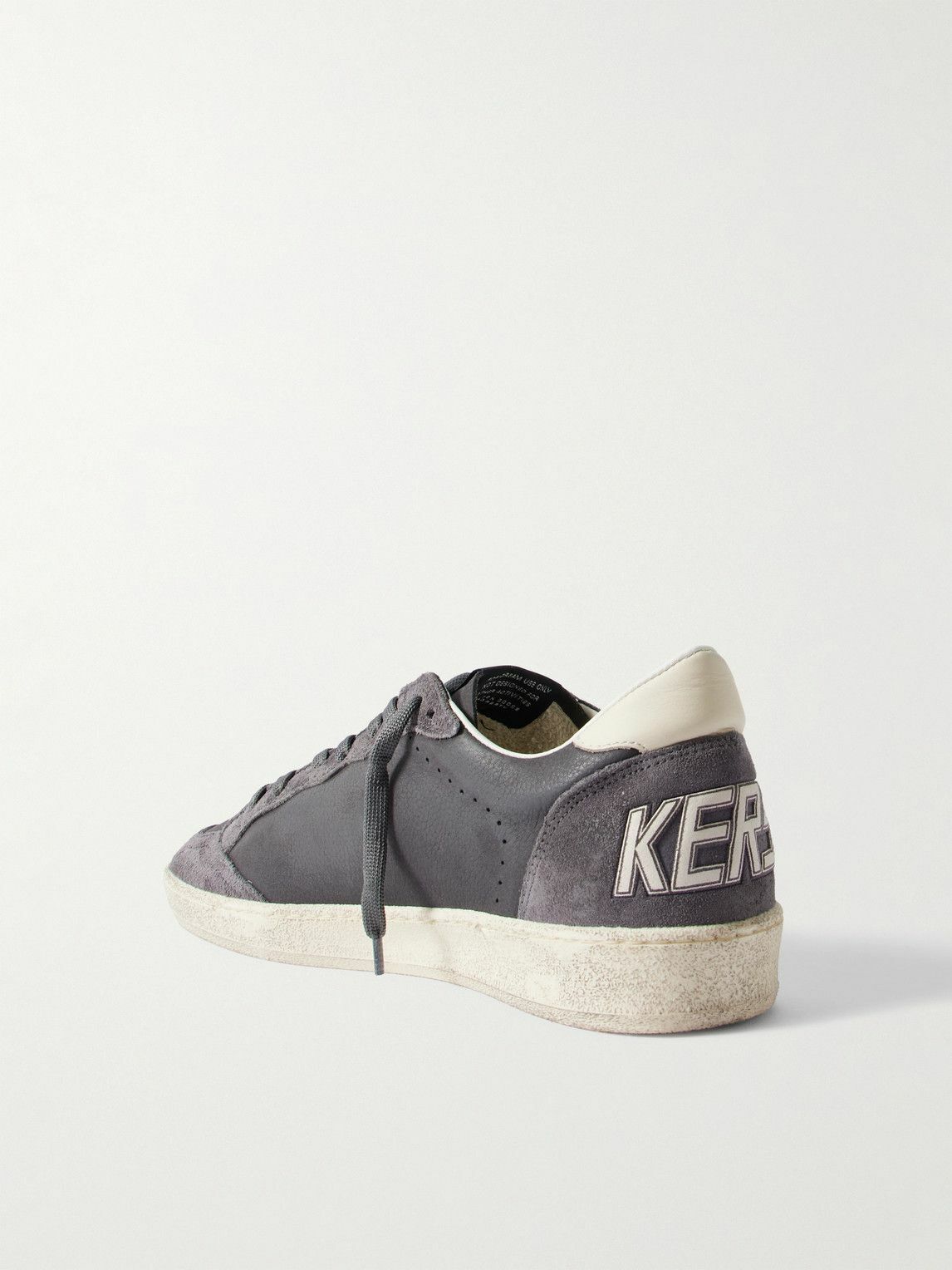 Golden Goose - Ball Star Distressed Suede-Trimmed Leather Sneakers - Gray