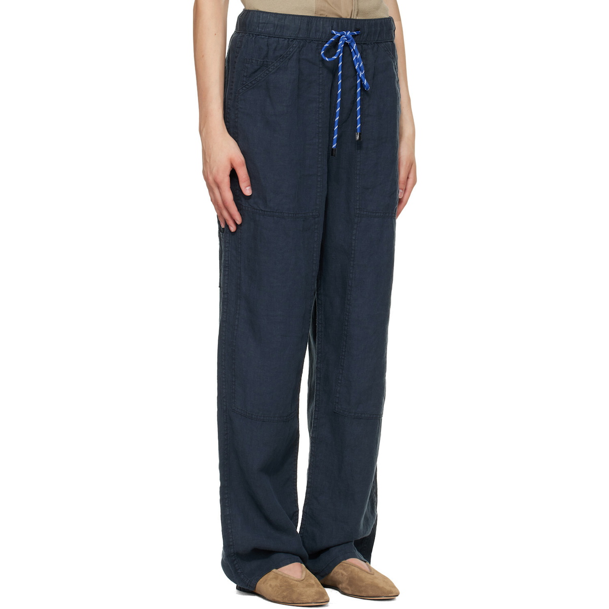rag & bone Navy Atlas Linen Trousers