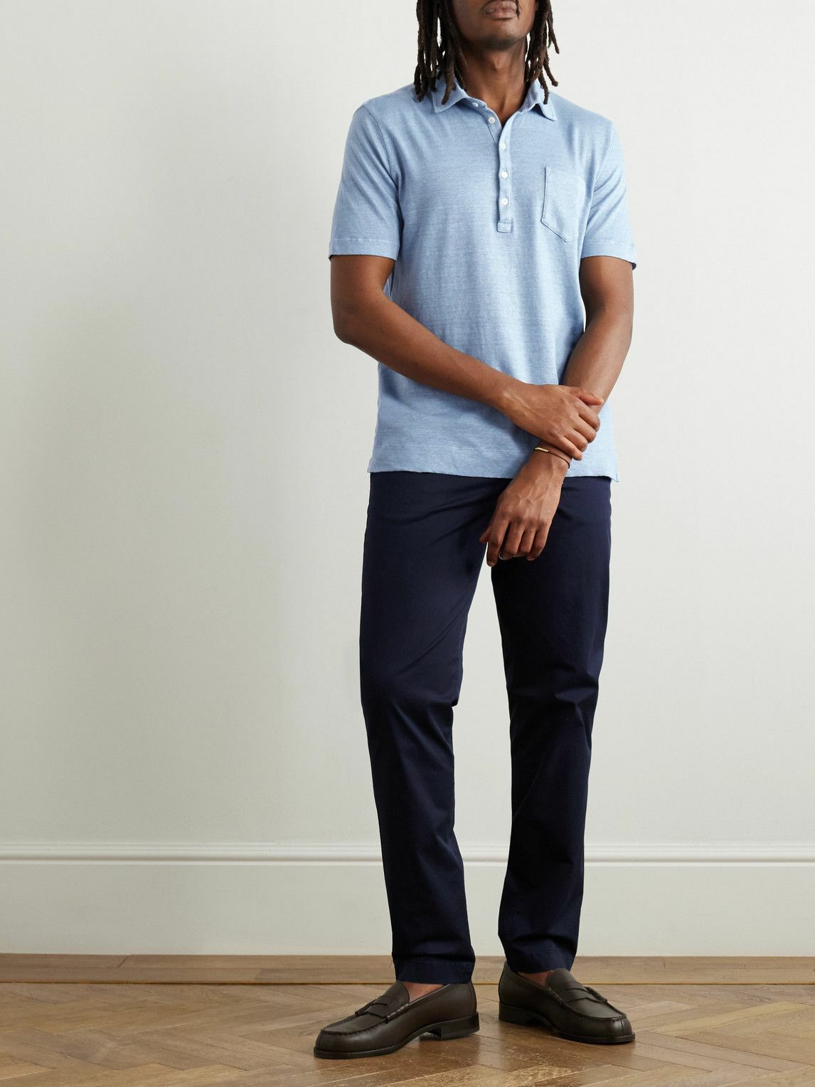 Massimo Alba - Linen and Cotton-Blend Polo Shirt - Blue