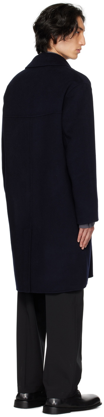 Róhe Navy Notched Lapel Coat
