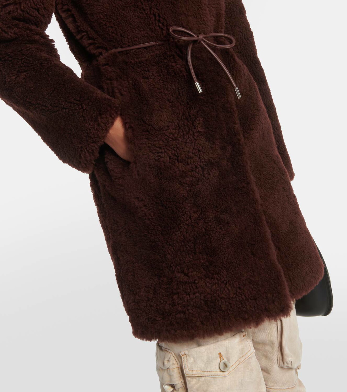 Yves Salomon Belted shearling coat